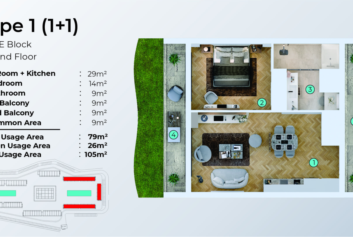 TYPE 1 - 1+1 - GARDEN