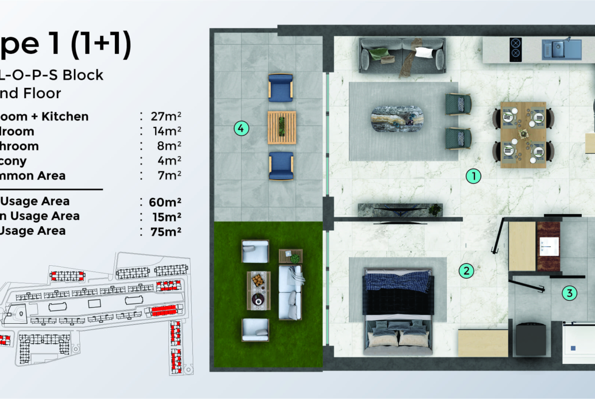 TYPE 1 - 1+1 - GARDEN