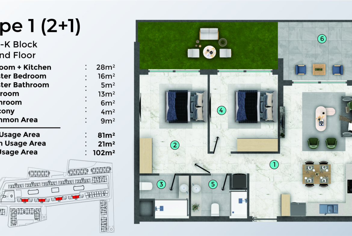 TYPE 1 - 2+1 - GARDEN