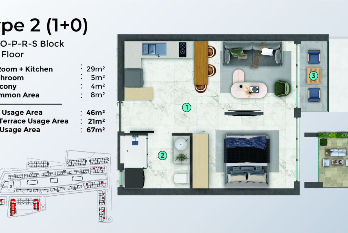 TYPE 2 - 1+0 - TERRACE
