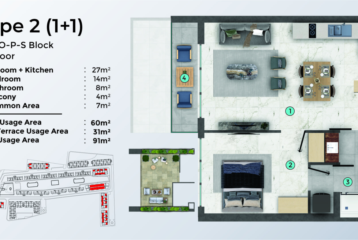 TYPE 2 - 1+1 - TERRACE