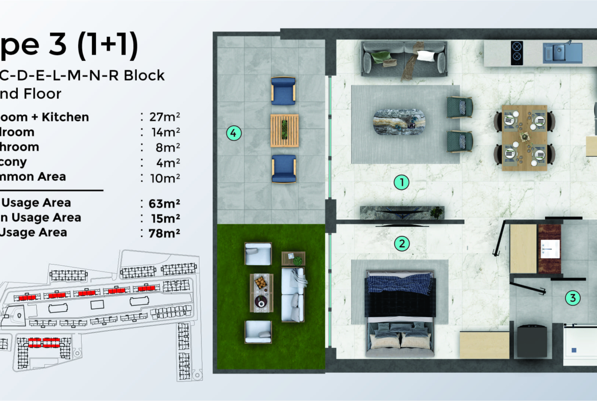TYPE 3 - 1+1 - GARDEN