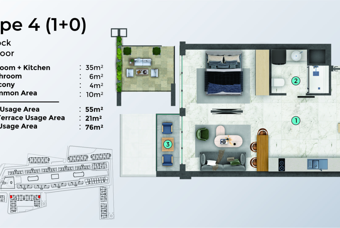 TYPE 4 - 1+0 - TERRACE