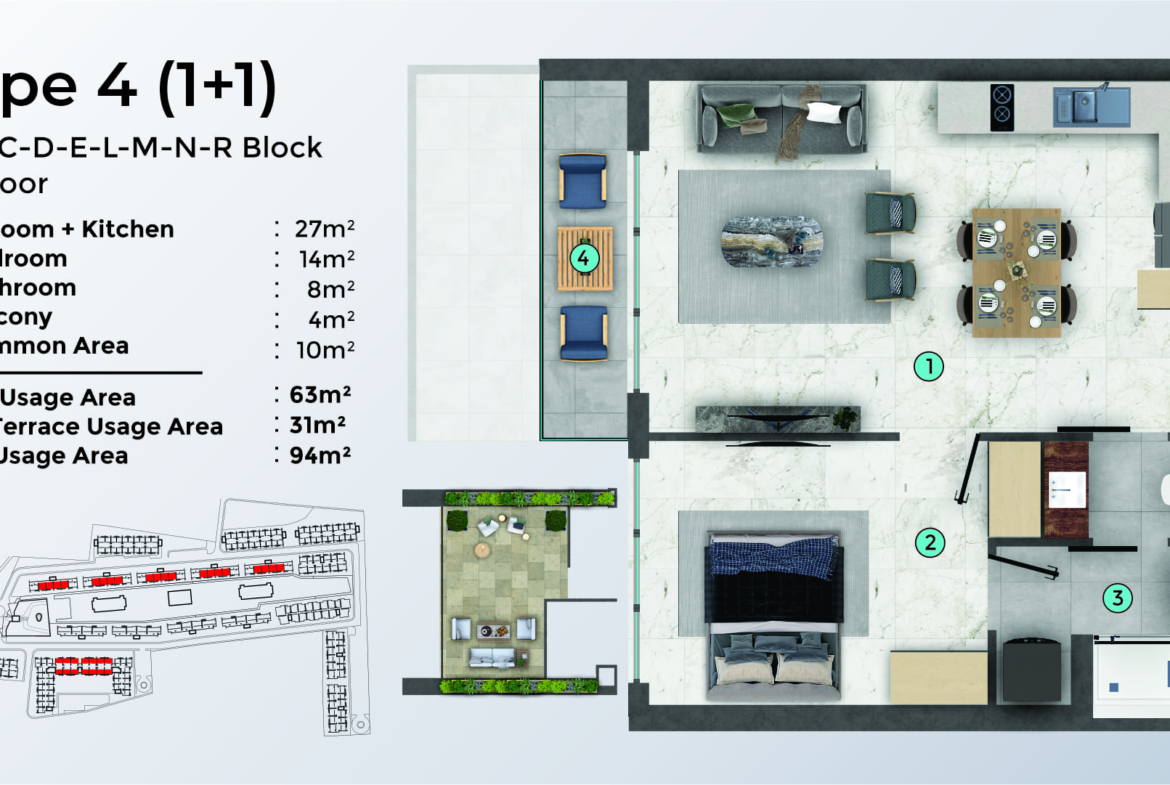 TYPE 4 - 1+1 - TERRACE