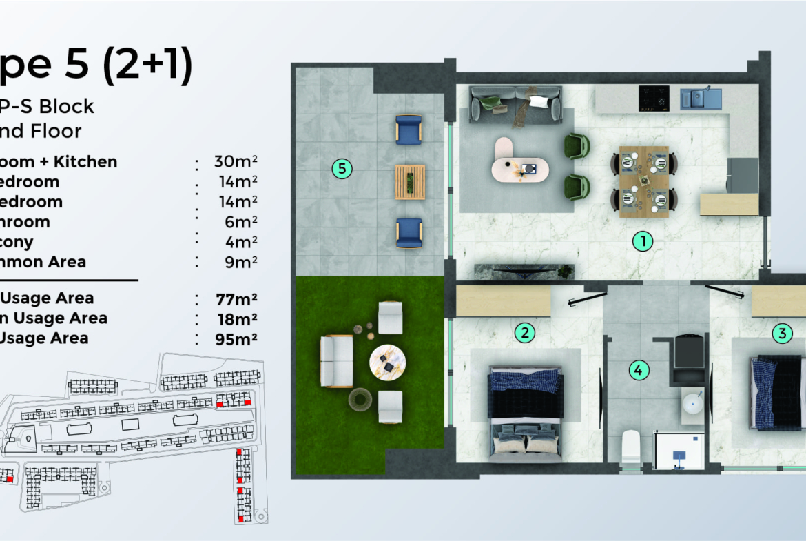 TYPE 5 - 2+1 - GARDEN